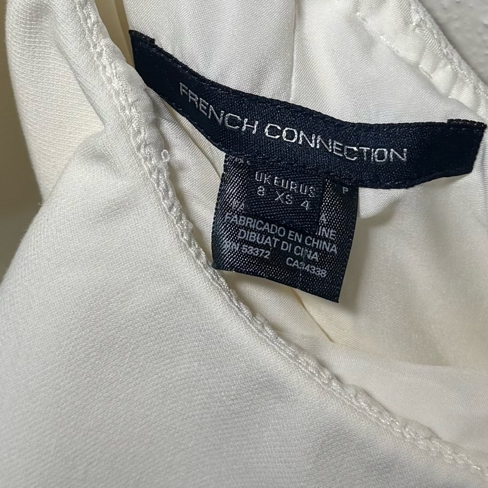 French Connection Women's Whisper Asymmetrical Ruffle Neck Dress, White size 4 - Picture 6 of 8